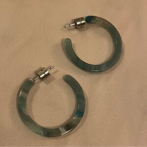 Jade acetate 1” hoop earrings with stainless steel backing